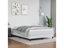 Cama Box Spring Con Colchón Cuero Sintético Blanco 140x200cm