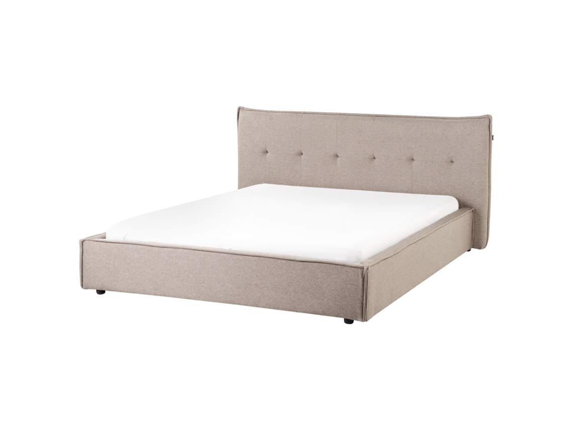 Cama Doble Beliani Lestre Lino Crema 201x221x95