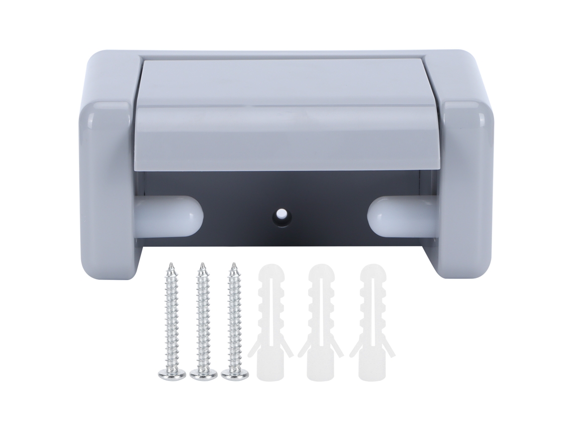 Soporte de papel higiénico gris para montaje en pared para baño