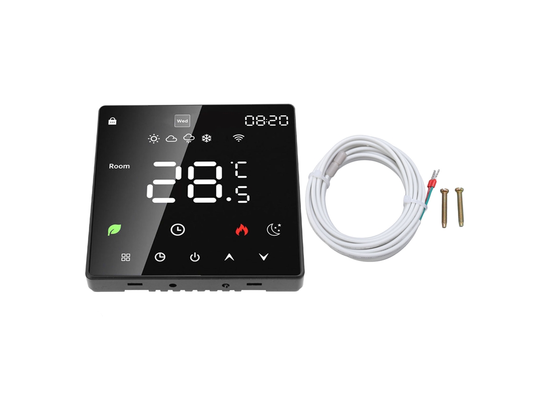 Termostato Digital Programable Wifi De 16 A Para Calefacción Por Suelo Radiante Con Pantalla Lcd Negra.