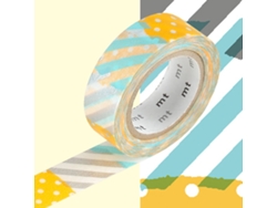 Cinta Adhesiva de Lunares y Rayas Azules y Naranjas MASKING TAPE (1,5 cm X 7m)