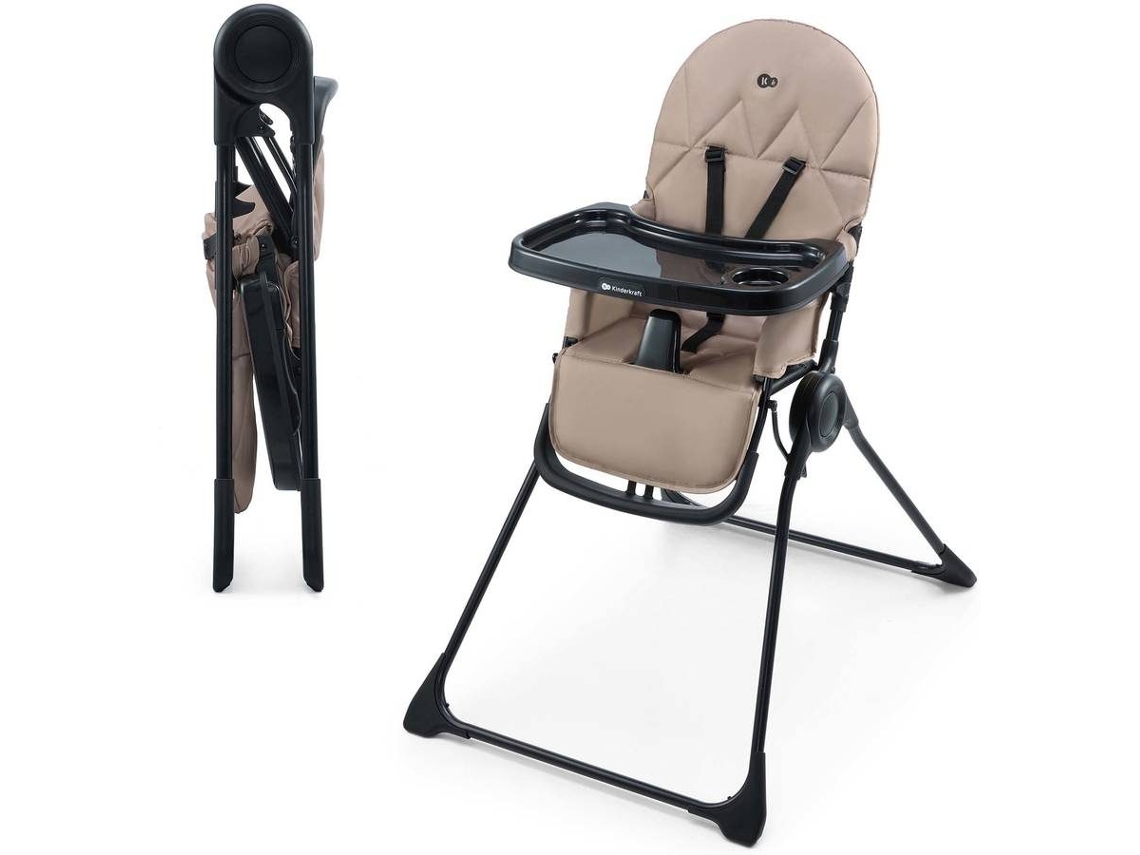 Trona Kinderkraft BINCI compacta para casa y viaje con bandeja práctica y cierre rápido Beige