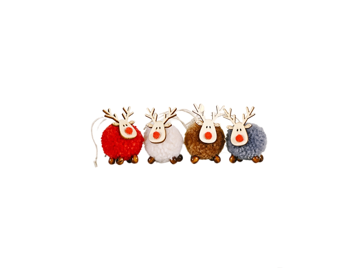 Mini luces colgantes de alce esponjosas para decorar árboles de Navidad, 4 unidades.