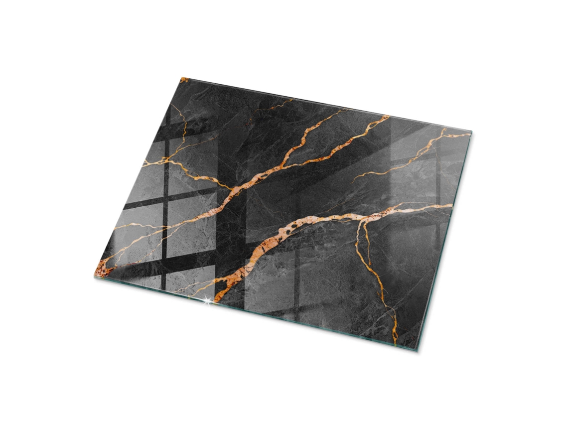 Tablero de mesa rectangular de Espelharte (80 x 60 cm - Diseño de mármol con vetas - Negro)