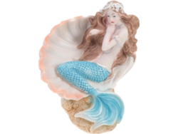 Figura de sirena, estatua decorativa de resina, pequeña escultura de concha hecha a mano, objeto decorativo para oficina y acuario GOKOCO