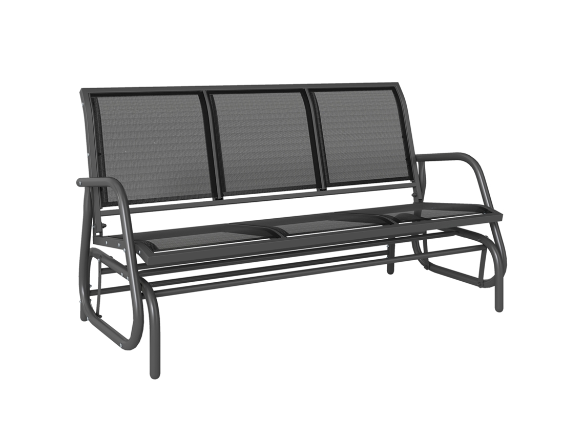 Banco columpio de jardín, 3 plazas, metal, 300 kg, 147 x 70 x 85 cm, gris oscuro. ZENCORE SERVICES