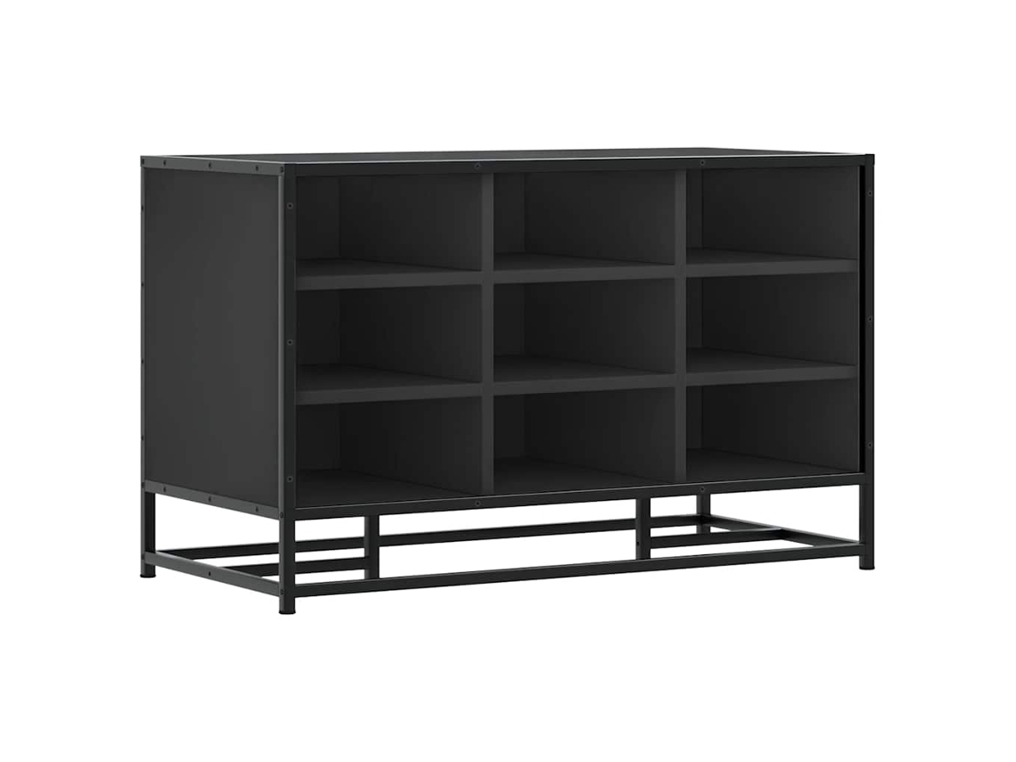 Maison Exclusive - Banco Zapatero Madera De Ingeniería Y Metal Negro 84x40x53,5 Cm