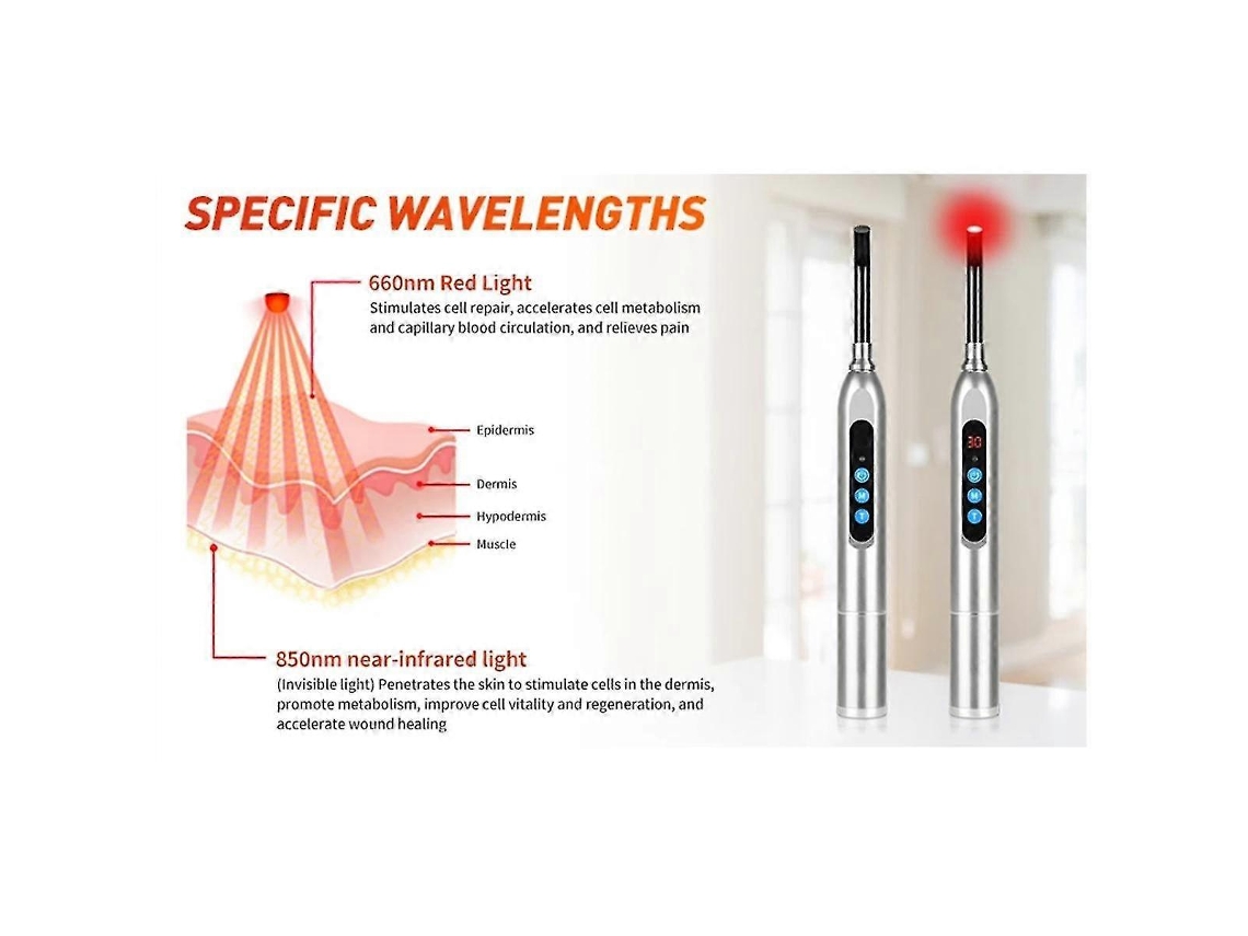 Dispositivo de terapia de luz roja para el tratamiento del herpes labial, con luz LED infrarroja cercana de 660 nm y 850 nm.