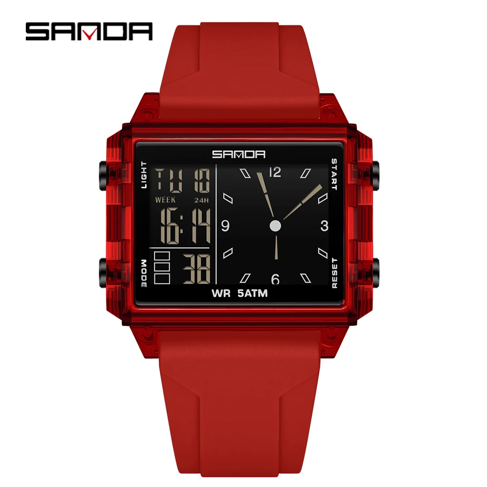Reloj Digital Para Mujer (rojo) Con Calendario Luminoso, Resistente Al Agua, Para Deportes Al Aire Libre Y Uso Casual.