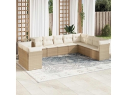 Conjunto de 10 sofás de jardín con cojines de mimbre beige de DKD Home Decor