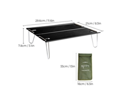 Mesa dobrável ultraleve e compacta para camping, mochilão, trilhas, piquenique e praia.