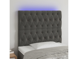 Cabecero con luces LED terciopelo gris oscuro 90x7x118/128 cm
