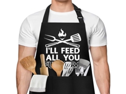 KOFIHETY Delantal de Cocina Divertido con Frase, Regalo para Padre, Abuelo, Día del Padre, Barbecue, Aquí Estoy Yo el Chef, Negro