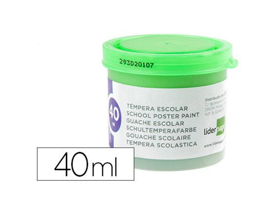 Botella LIDERPAPEL Escuela Tempera 40ml. Verde Claro