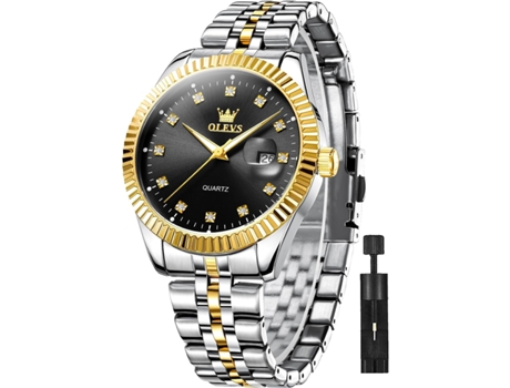 VEANXIN Reloj cuadrado con fecha de negocios, luminoso, resistente al agua, de acero inoxidable, con diamantes cuadrados para hombre(rostro negro)