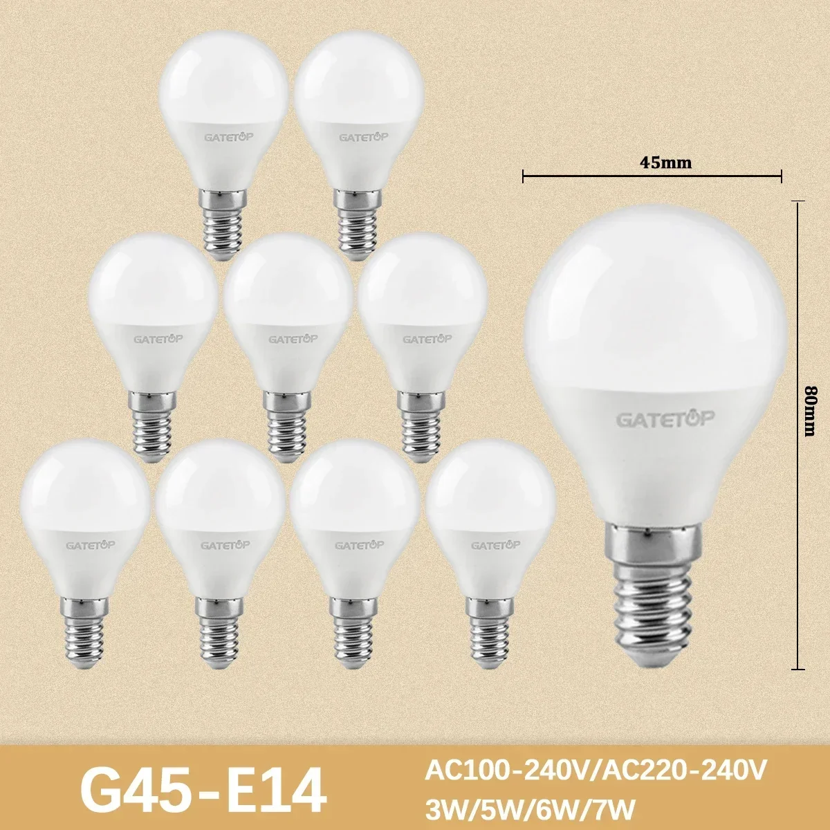 (g45 E14, Blanco Cálido 3000k) 10 Mini Bombillas Led De Alto Lumen, Sin Parpadeo, Adecuadas Para La Iluminación De Habitaciones Del Hogar.