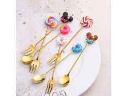 2026da-cucharas Y Tenedores De Postre Creativos De Acero Inoxidable Resistente Al Óxido, 6 Piezas, Diseño Donut Lollipop Macaron