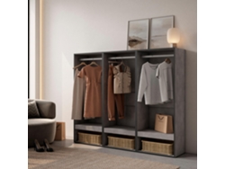 Vestidor abierto, 180x145x35 cm, Dormitorio, habitación, Armario, perchero, Cemento SKRAUT HOME