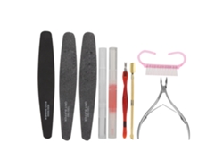 Kit De Manicura De 9 Piezas: Tijeras, Empujador De Acero, Lima De Uñas Y Cepillo Para Uñas Y Piel Muerta.