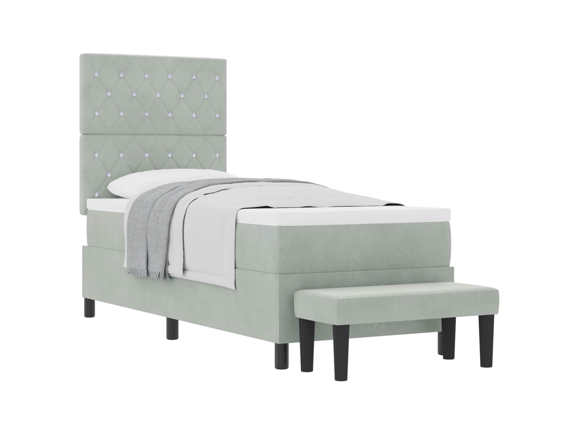 Maison Exclusive - Cama Tipo Box Spring Gris Claro 80 X 200 Cm Terciopelo