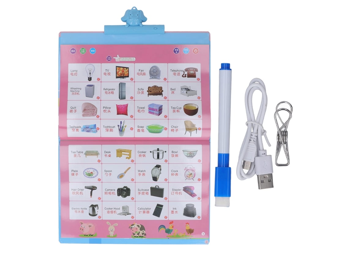 BJ-Toy con voz, libro de estudio 25 en 1, 35 páginas, póster educativo para pared, idiomas chino e inglés. Juguete educativo.