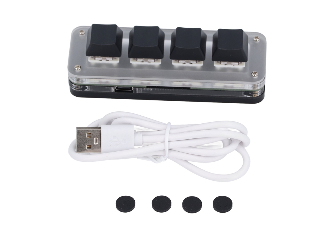 Mini Teclado Mecánico Con 4 Teclas Programables, Interruptores Rojos, Rgb A Prueba De Polvo, Usb-c
