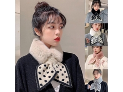 2026-bufanda De Pelo Falso Con Puntos Para Mujer Invierno Collar Cálido Poliéster Algodón 80-100cm Negro Beige Blanco Rosa Gris