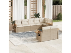 Conjunto de sofá de jardín con cojines, mimbre beige PE Dkd Home Decor