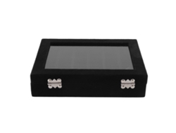 Caja organizadora de pendientes de 24 compartimentos con tapa transparente negra