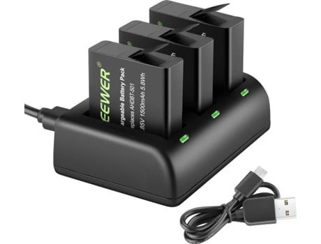 3 Baterías NEEWER 1500 mAh con Cargador para GoPro Hero 7 Black 6 5 Hero 2018