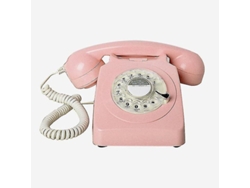 Teléfono Antiguo De Disco Giratorio Rosa De Los Años 30 Con Cable Para El Hogar O La Oficina.