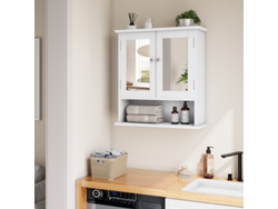 Mueble de baño con espejo y mueble blanco con estantes ajustables. Tienda BAGOLY.