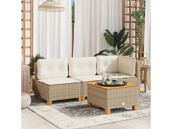 Sofá De Jardín | Sofá De Exterior De 3 Plazas Con Cojines Ratán Sintético Beige Wsd695387