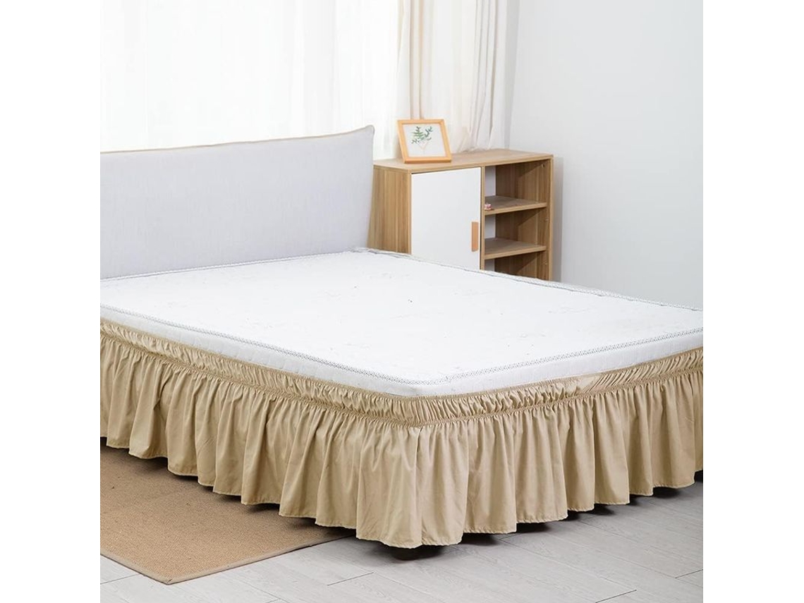 Faldón De Cama De Poliéster De 110 G/m² Con Tres Lados Y 38 Cm De Profundidad (beige, Tamaño Super King).