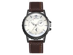 Reloj De Cuarzo Para Hombre Con Correa De Pu, Estilo Casual Y Elegante Para Negocios, Marrón Oscuro