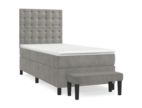 vidaXL Cama con somier y colchón 90x190 cm terciopelo gris claro