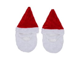 Ats-2pcs Gorro De Papa Noel Con Barba Rojo Y Blanco Accesorios De Navidad Reutilizables Para Adultos