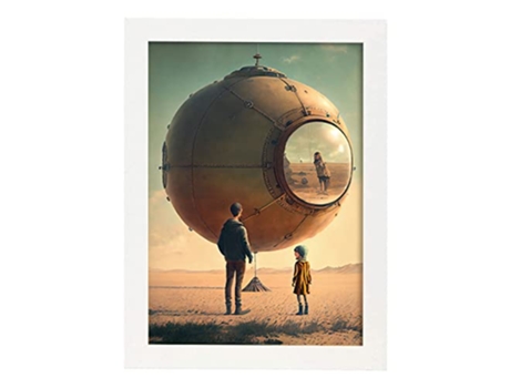 NACNIC Poster Amarillo En Estilo Surrealismo Cinematográfico Ilustraciones Y Grabados De Historieta Abstracta Y Artística A3 Marcos Blancos