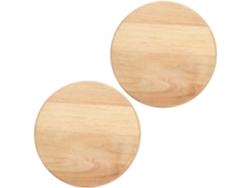 Juego De 2 Cojines Redondos De Madera Maciza De 29,5 Cm Con Bordes Biselados.