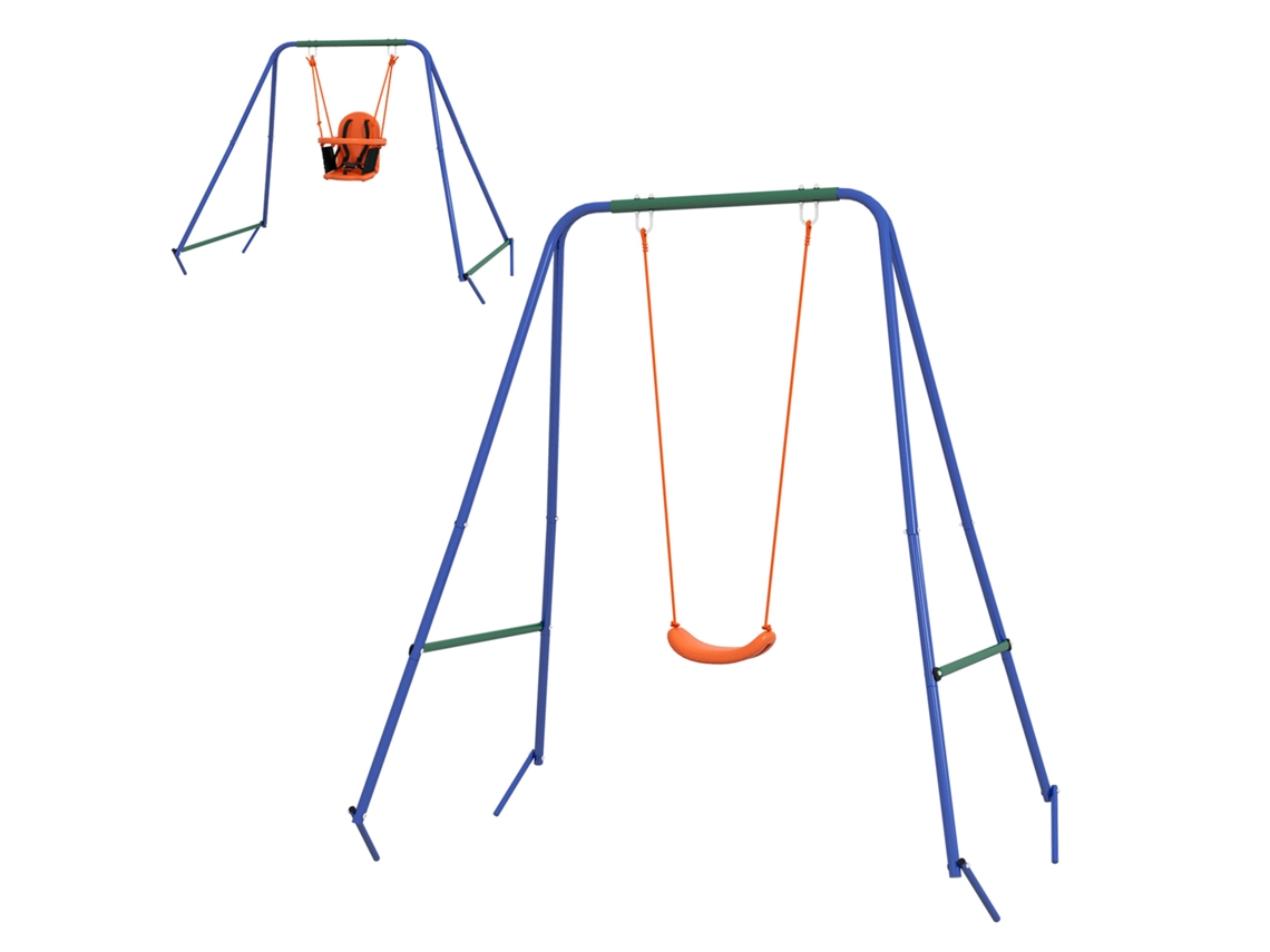 Columpio Para Bebés Y Niños Pequeños, 1 Asiento Infantil, 1 Asiento Para Bebé Con Cinturón De Seguridad, 180x160x182cm, Naranja.