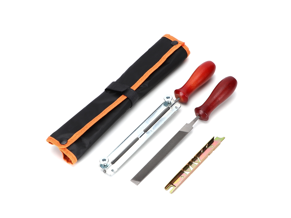 Kit De Limas Para Motosierra Con Medidor De Profundidad Y Guía - Herramienta Para Afilar Cadenas