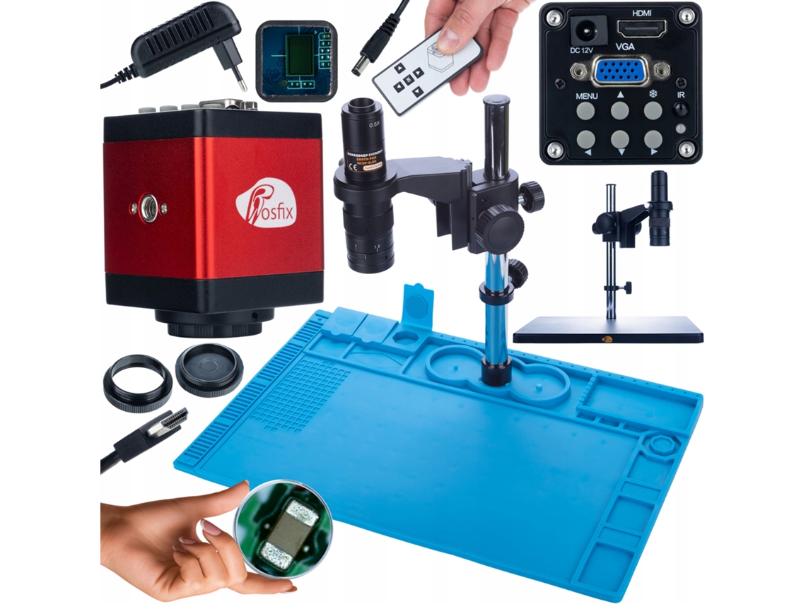 Conjunto de microscopio digital Earth Pro Mcep-0.5x + cámara Draco Red Pro de 2 MP – Alta precisión | HDMI/VGA | Base de silicona