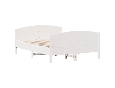 Estructura de cama con cabecero VIDAXL pino macizo blanco (135x190 cm)