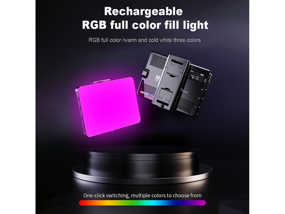 Luz Led De Bolsillo M16 5w Rgb 3000k-9900k Regulable 72 Led 20 Efectos Fx Batería 1500mah Para Streaming Estudio Hogar