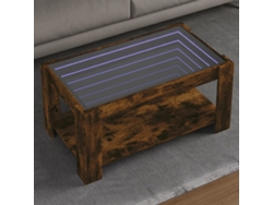 Mesa De Centro Y Led Madera Ingeniería Roble Ahumado 93x53x45cm