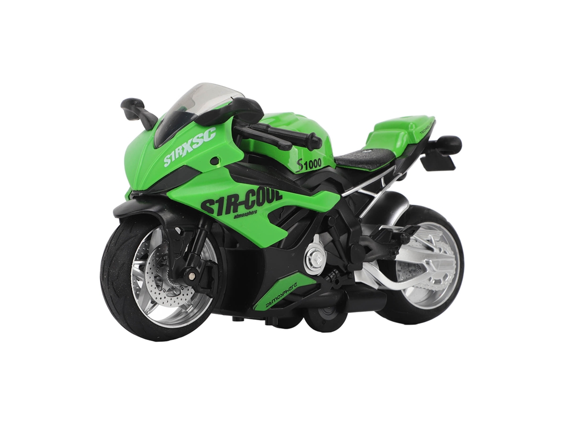 Dan26-juguete Moto De Aleación Con Retroceso, Efectos De Sonido Y Luz, Modelo De Moto Simulador Verde