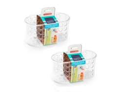PLASTIC FORTE - Juego de 2 Estantes para Ducha con Ventosa nº 4 Transparentes