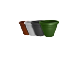 Maceta Mediterranea Circular De Plástico Para Plantas Y Flores | Drenaje Incorporados Gris 35 Cm