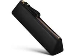 Estuche De Cuero Negro Para Lápices Para Adultos | Pequeño Estuche Multifuncional Con Cremallera
