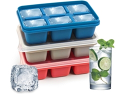 3 Bandejas De Silicone Para Cubos De Gelo - 6 Quadrados - 3 Cores